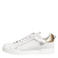 Dolce & Gabbana White Gold Leather Low Top Sneakers Shoes