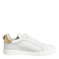 Dolce & Gabbana White Gold Leather Low Top Sneakers Shoes