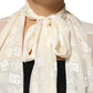 Dolce & Gabbana Off White Logo Monogram Ascot Collar Top