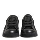 Dolce & Gabbana Black Floral Lace Low Top Sneakers Shoes