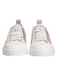 Dolce & Gabbana White Pink Canvas Low Top Sneakers Shoes