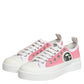 Dolce & Gabbana White Pink Canvas Low Top Sneakers Shoes