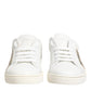 Dolce & Gabbana White Gray Leather Low Top Sneakers Shoes