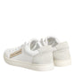 Dolce & Gabbana White Gray Leather Low Top Sneakers Shoes