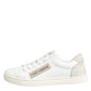 Dolce & Gabbana White Gray Leather Low Top Sneakers Shoes