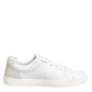 Dolce & Gabbana White Gray Leather Low Top Sneakers Shoes
