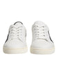 Dolce & Gabbana White Black Leather Low Top Sneakers Shoes