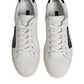 Dolce & Gabbana White Black Leather Low Top Sneakers Shoes