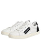Dolce & Gabbana White Black Leather Low Top Sneakers Shoes