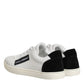 Dolce & Gabbana White Black Leather Low Top Sneakers Shoes