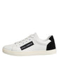 Dolce & Gabbana White Black Leather Low Top Sneakers Shoes