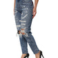 Dolce & Gabbana Blue Tattered High Waist Women Denim Jeans