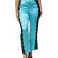Dolce & Gabbana Blue Silk Garterized Straight Women Pajama Pants