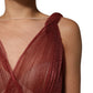 Dolce & Gabbana Burgundy Mesh Sleeveless Midi A-line Dress
