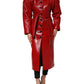 Dolce & Gabbana Red Wool Single Breasted Trench Coat Jacket