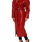 Dolce & Gabbana Red Wool Single Breasted Trench Coat Jacket