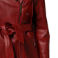 Dolce & Gabbana Red Leather Belted Full Zip Trench Coat Jacket