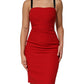 Dolce & Gabbana Red Stretch Bodycon Sheath Knee Length Dress