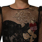 Dolce & Gabbana Black Crystal Heart Embellished A-line Dress