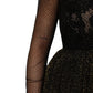 Dolce & Gabbana Black Crystal Heart Embellished A-line Dress
