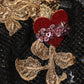 Dolce & Gabbana Black Crystal Heart Embellished A-line Dress