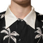 Dolce & Gabbana Black Printed Silk Short Sleeves Casual Shirt