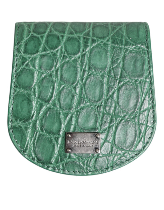 Dolce & Gabbana Green Exotic Skin Coin Condom Case Holder Pocket Wallet Mens Wallet