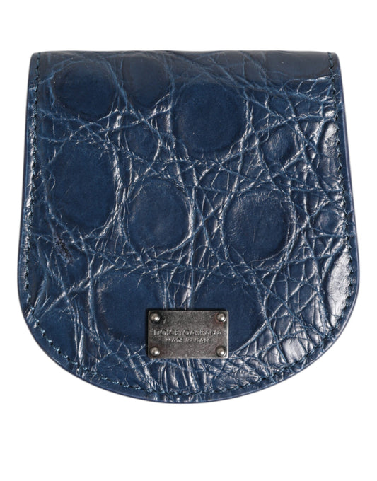 Dolce & Gabbana Blue Exotic Skin Coin Condom Case Holder Pocket Wallet Mens Wallet