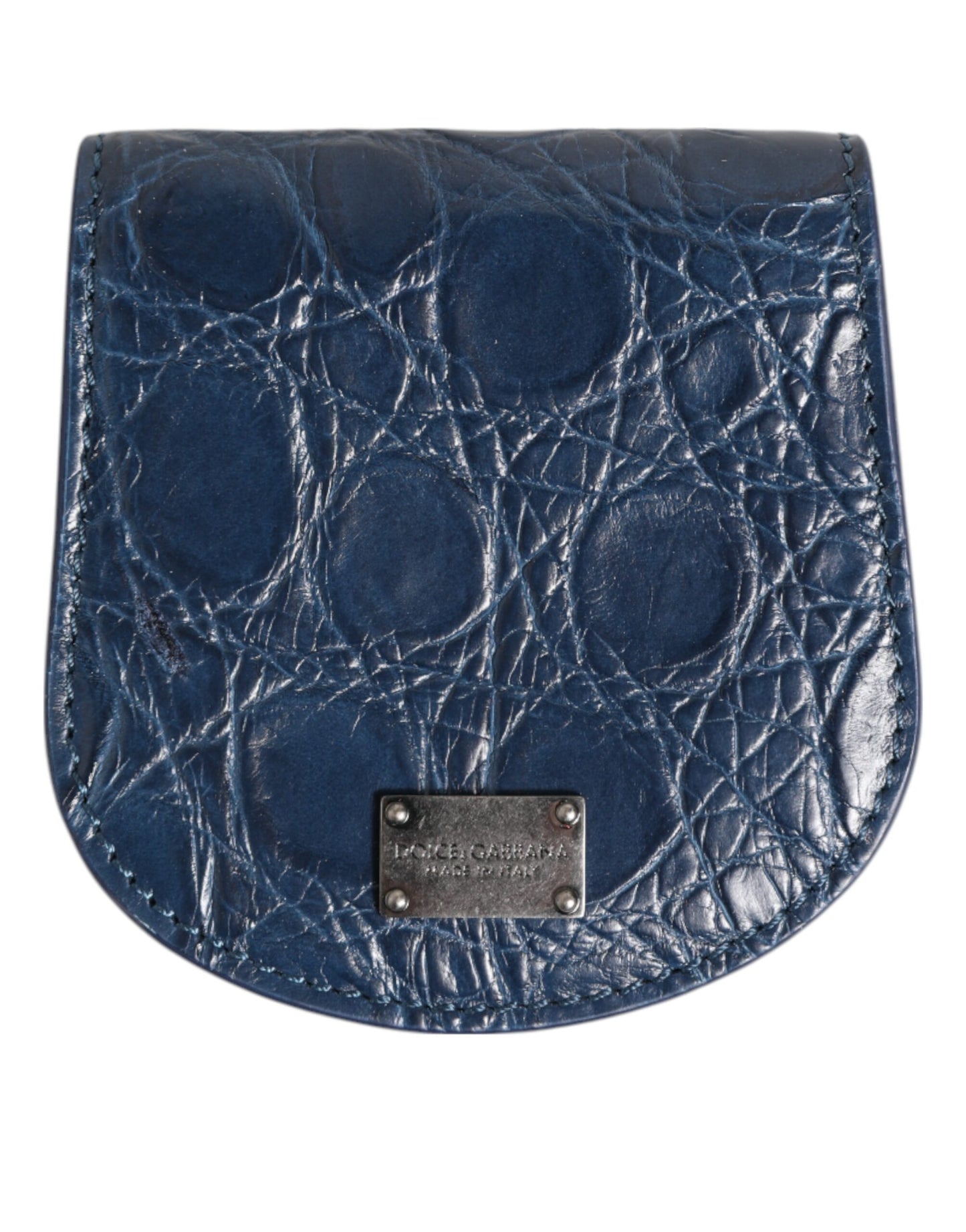 Dolce & Gabbana Blue Exotic Skin Coin Condom Case Holder Pocket Wallet Mens Wallet
