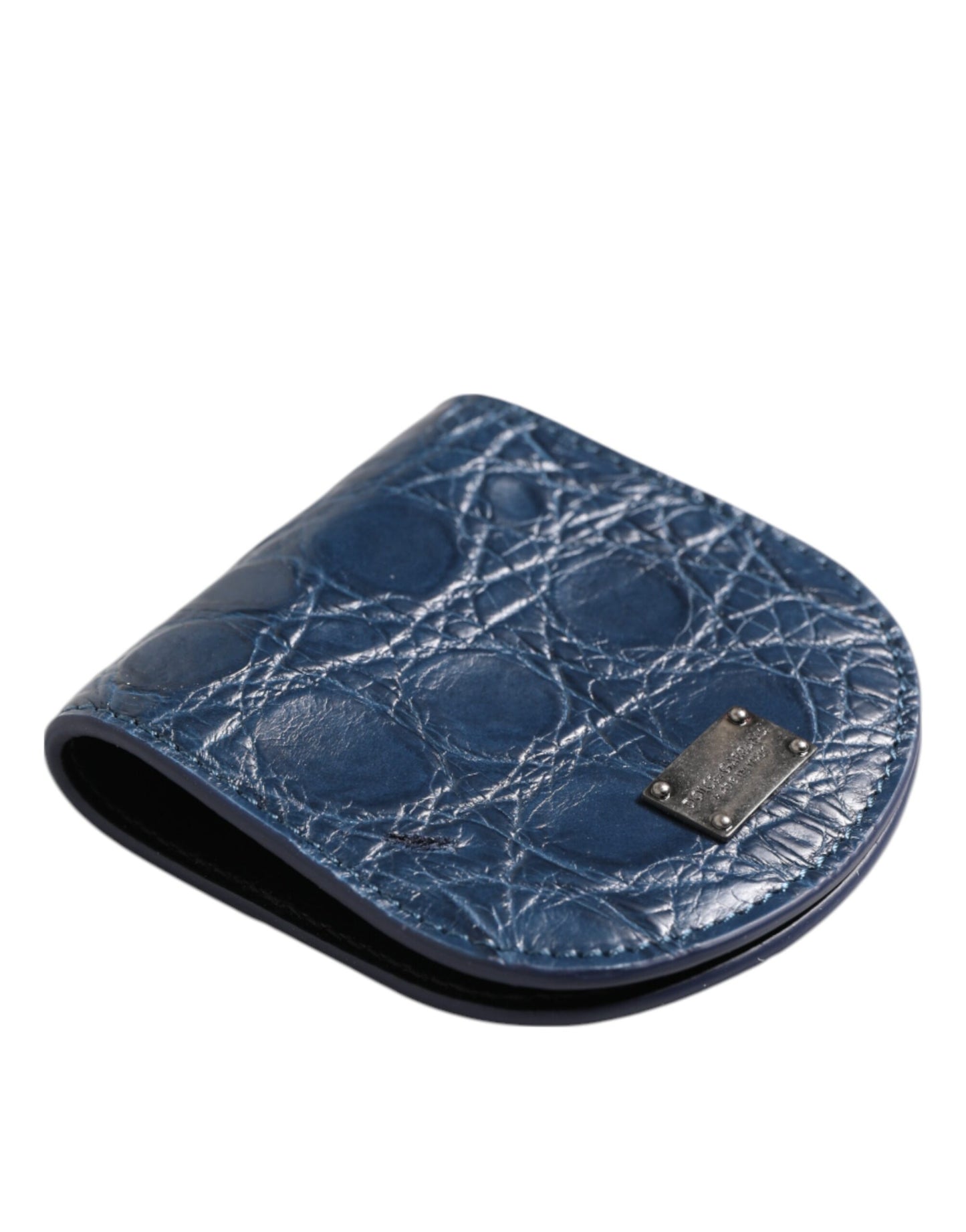 Dolce & Gabbana Blue Exotic Skin Coin Condom Case Holder Pocket Wallet Mens Wallet