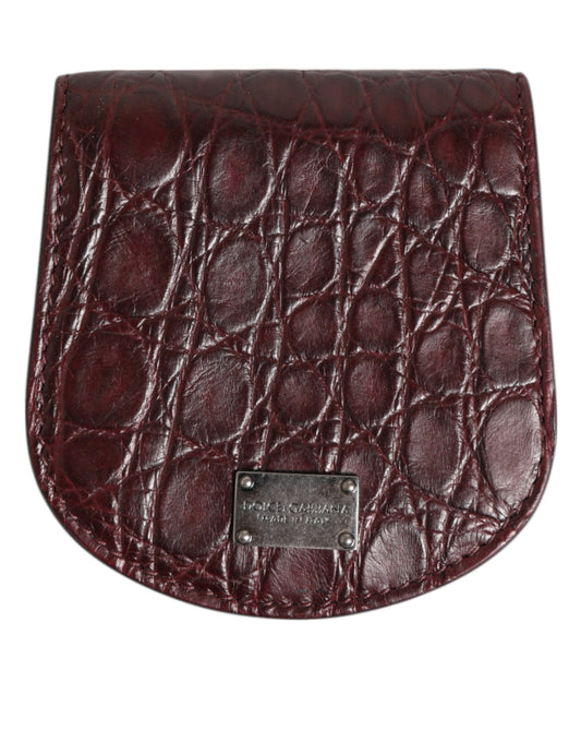 Dolce & Gabbana Burgundy Exotic Skin Coin Condom Case Holder Pocket Wallet Mens Wallet
