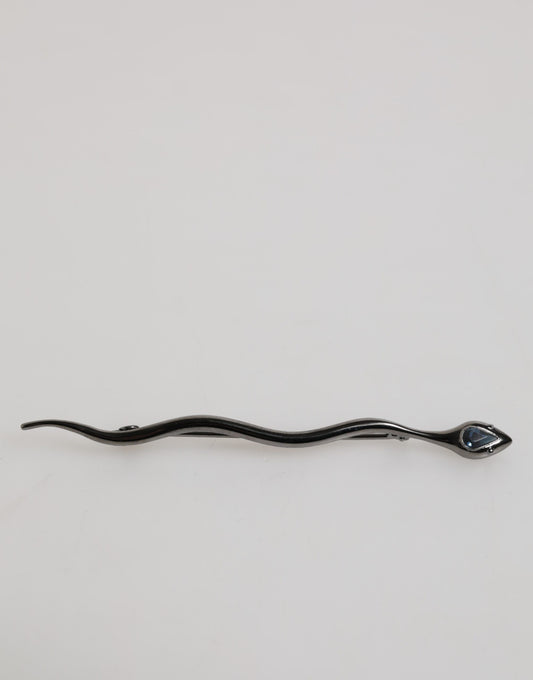 Dolce & Gabbana Black Brass Crystal Spilla Serpente Mens Brooch Pin