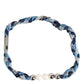 Dolce & Gabbana Blue White Braided Silver Metal Logo Beaded Men Bracelet