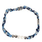Dolce & Gabbana Blue White Braided Silver Metal Logo Beaded Men Bracelet