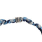 Dolce & Gabbana Blue White Braided Silver Metal Logo Beaded Men Bracelet