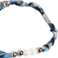 Dolce & Gabbana Blue White Braided Silver Metal Logo Beaded Men Bracelet