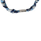 Dolce & Gabbana Blue White Braided Silver Metal Logo Beaded Men Bracelet