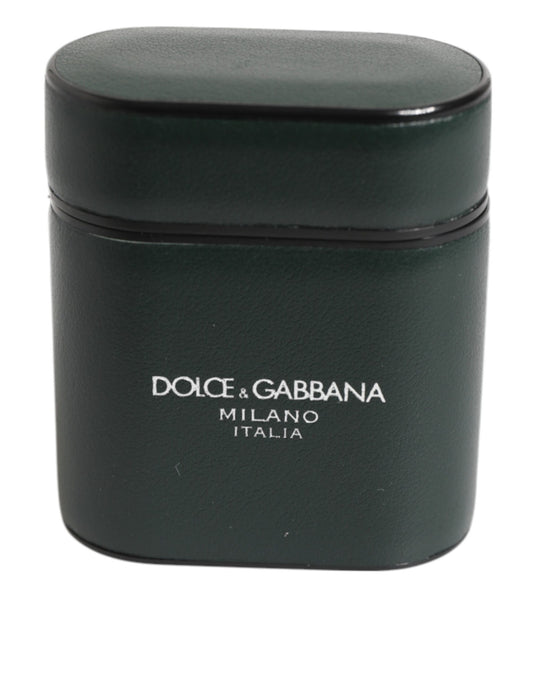 Dolce & Gabbana Black Leather Logo Print Flip Holder Men Airpods Case Mens