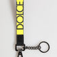 Dolce & Gabbana Yellow Logo Nylon Silver Brass Holder Keychain Keyring Mens