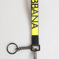 Dolce & Gabbana Yellow Logo Nylon Silver Brass Holder Keychain Keyring Mens