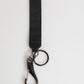 Dolce & Gabbana Black Yellow Polyester DG Logo Silver Keychain Keyring Mens