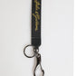 Dolce & Gabbana Black Yellow Polyester DG Logo Silver Keychain Keyring Mens