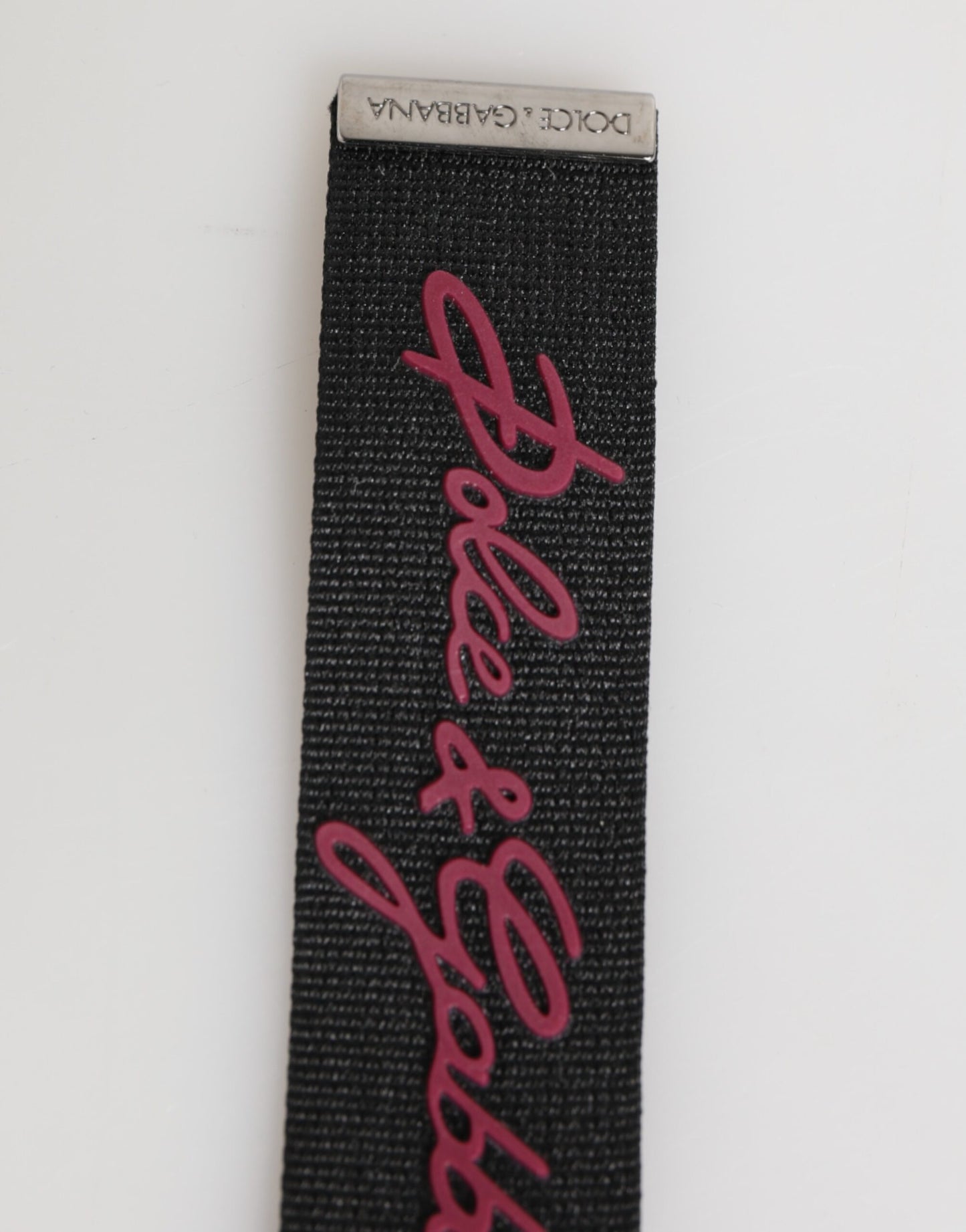 Dolce & Gabbana Black Red Polyester DG Logo Silver Men Keychain Keyring Mens