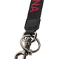 Dolce & Gabbana Black Red DG Logo Polyester Silver Men Keychain Keyring Mens
