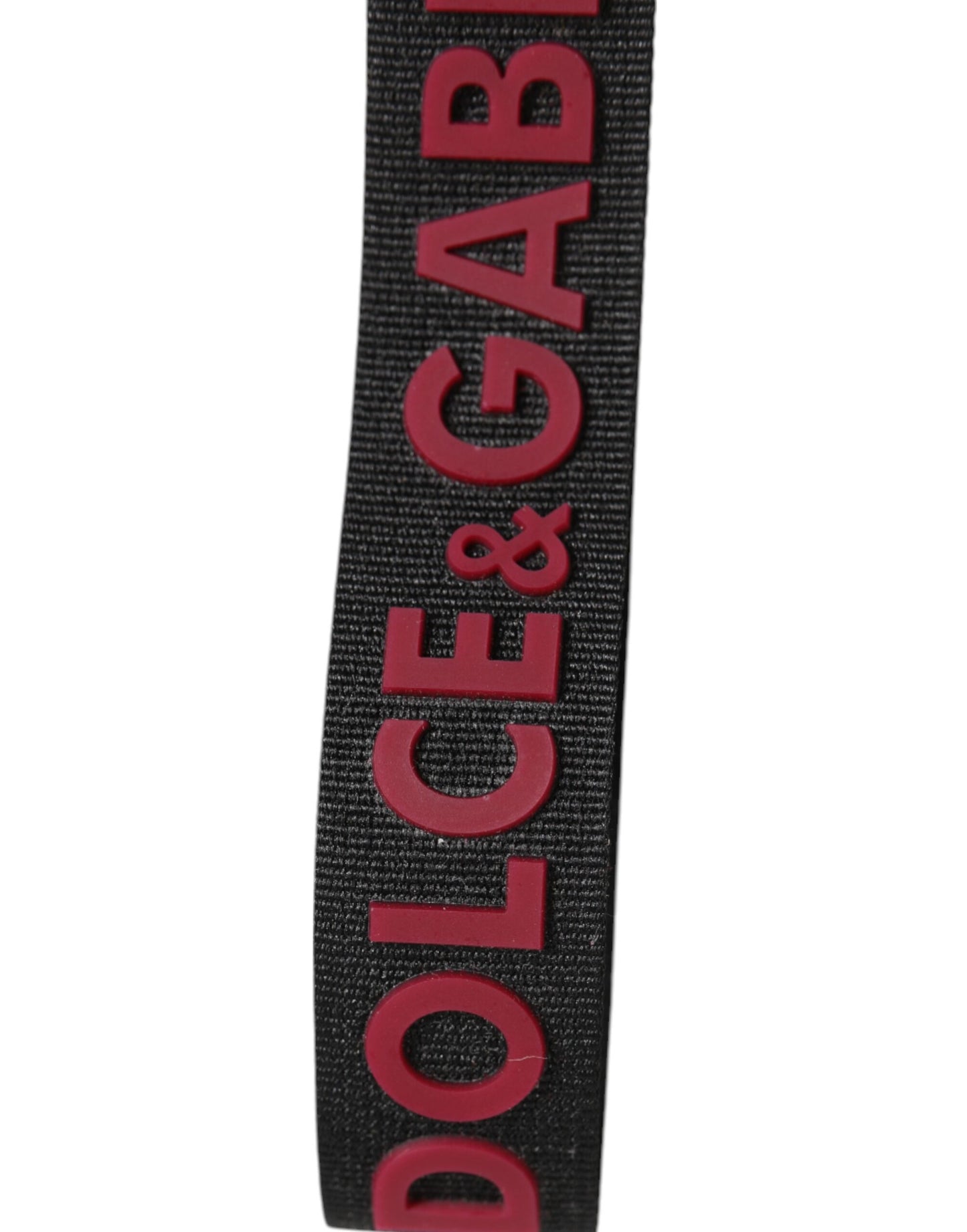 Dolce & Gabbana Black Red DG Logo Polyester Silver Men Keychain Keyring Mens