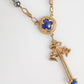 Dolce & Gabbana Gold Tone Beaded Chain Religious Cross Necklace