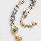 Dolce & Gabbana Gold Tone Beaded Chain Religious Cross Necklace