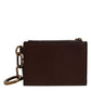 Dolce & Gabbana Brown Calf Leather Zip Logo Keyring Coin Purse Men Wallet Mens Wallet
