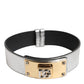 Dolce & Gabbana Silver Textured Leather Gold Tone Metal Neckband