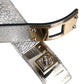 Dolce & Gabbana Silver Textured Leather Gold Tone Metal Neckband